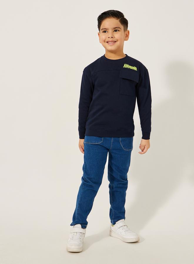 Styli Round Neck Slogan Printed Sweatshirt - Image 3