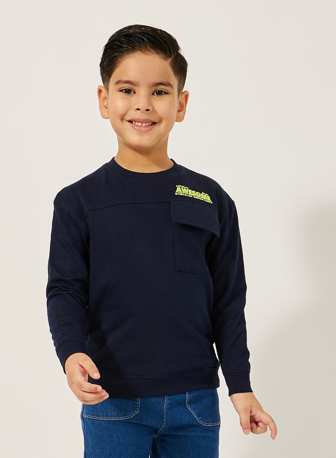 Styli Round Neck Slogan Printed Sweatshirt - Image 1