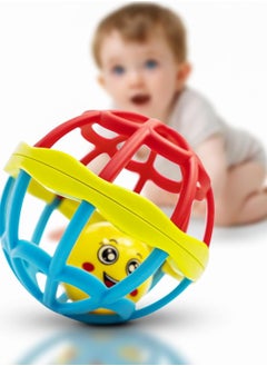 BAYBEE Baybee Ball Rattles Toy for Baby/Kid's Soft Plastic Rubber Body Rolling Hand Bell Ball Baby Rattles Toy & Plush Rings Little New Born Baby Toy Kids- Pack of 2 (Multi color)  - Image 1