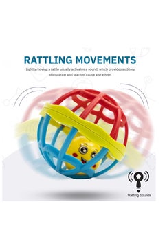 BAYBEE Baybee Ball Rattles Toy for Baby/Kid's Soft Plastic Rubber Body Rolling Hand Bell Ball Baby Rattles Toy & Plush Rings Little New Born Baby Toy Kids- Pack of 2 (Multi color)  - Image 5