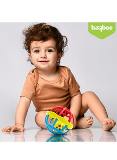BAYBEE Baybee Ball Rattles Toy for Baby/Kid's Soft Plastic Rubber Body Rolling Hand Bell Ball Baby Rattles Toy & Plush Rings Little New Born Baby Toy Kids- Pack of 2 (Multi color)  - Image 3