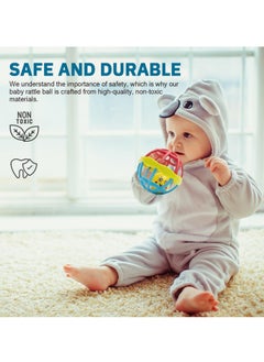 BAYBEE Baybee Ball Rattles Toy for Baby/Kid's Soft Plastic Rubber Body Rolling Hand Bell Ball Baby Rattles Toy & Plush Rings Little New Born Baby Toy Kids- Pack of 2 (Multi color)  - Image 4