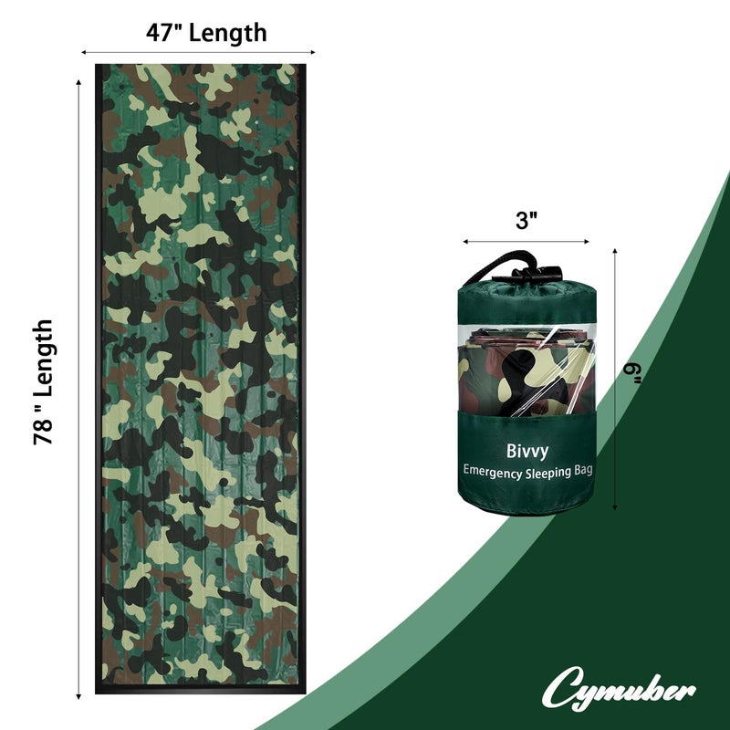 Cymuber Emergency Sleeping Bag Survival Bag, Cymuber Portable Waterproof Thermal Bivy Sacks Tac Bivvy Bags,Camping Mylar Sleeping Bag Survival Gear Emergency Blankets Survival Shelter - Image 5
