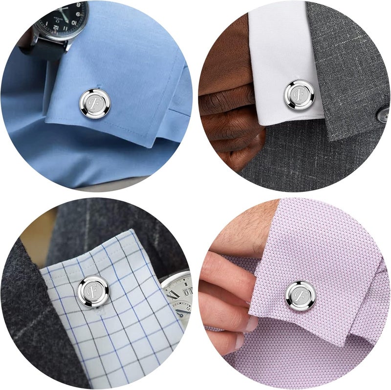 AMITER 26 Letters Tie Clip and Cufflinks for Men, Initial Tie Bar & Cuff Links Set Necktie Clip for Business, Wedding, Anniversary - Image 3