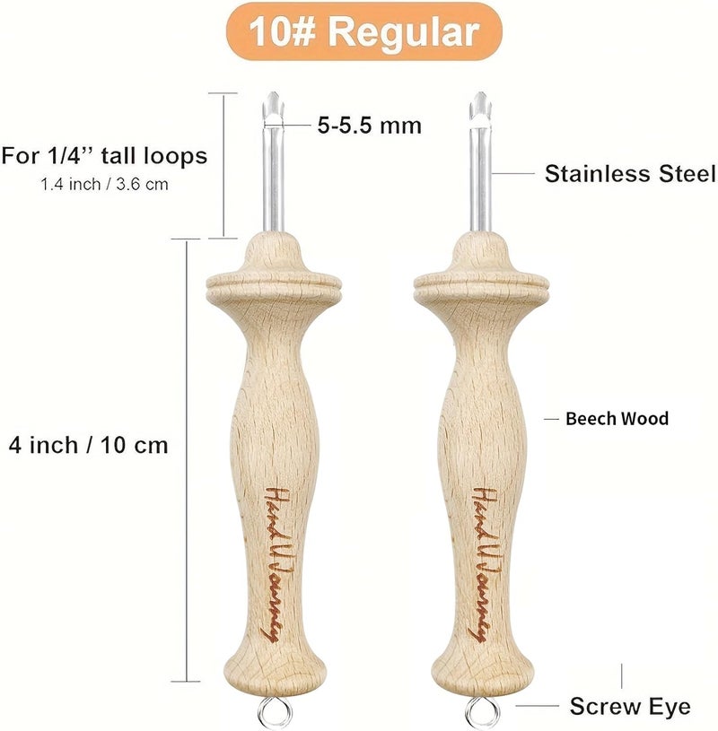 Wool Queen Hand U Journey 10# Regular Size Beech Wood Handle Punch Needle Rug Hooking Tool with Oxford Open-Side Design - Image 1