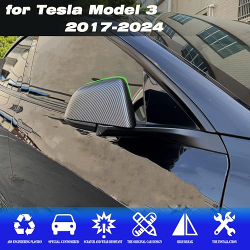 XTnueotr for Tesla Model 3 Rearview Mirror Guard Cover, Side Mirror Cover Exterior Accessories fit for Tesla Model 3 2017-2025 (Model 3-Glossy Black) - Image 3