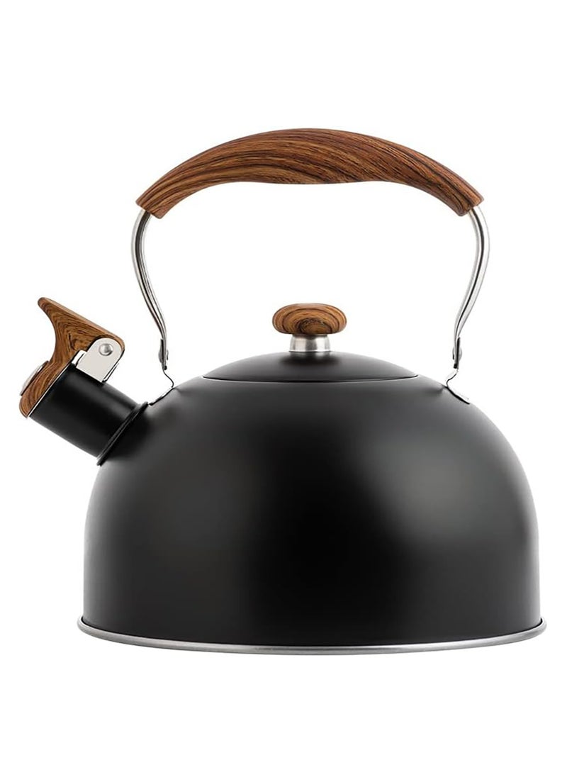 Arabest Tea Pot, Whistling Tea Kettle with Heat Resistant Handle, Stove-top Kettle for Coffee and Tea(Black)  - Image 1