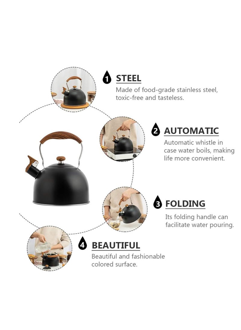 Arabest Tea Pot, Whistling Tea Kettle with Heat Resistant Handle, Stove-top Kettle for Coffee and Tea(Black)  - Image 5