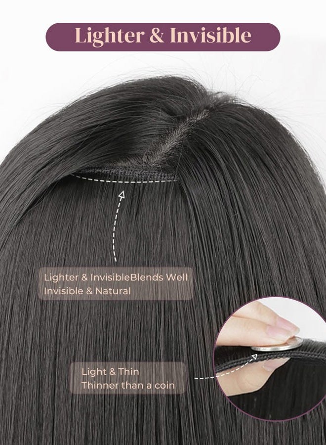 LONAI Clip In Hair Extensions,LONAI 6PCS 24" Black Hair Extensions Long Mermaid Waves Wavy Synthetic Clip On Hairpiece For Women（Black） - Image 5