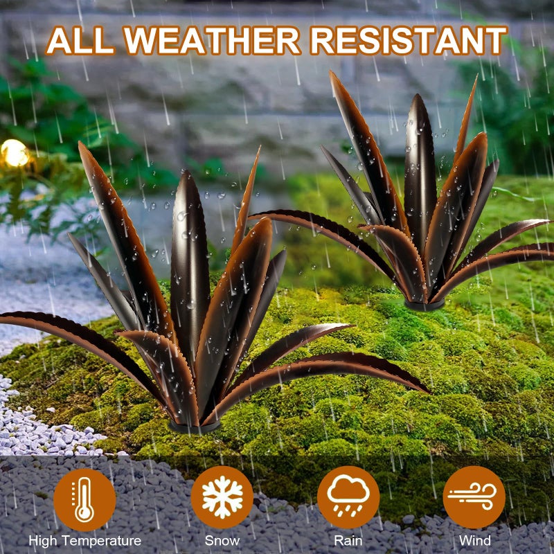TOMBABY Enlarge Thickened Wind Resistant Metal Agave Garden Art Country Garden Sculpture Statue Outdoor Decoration Agave Metal Plant Courtyard Lawn Ornament Gift (1, 12 Leaves Black) - Image 5