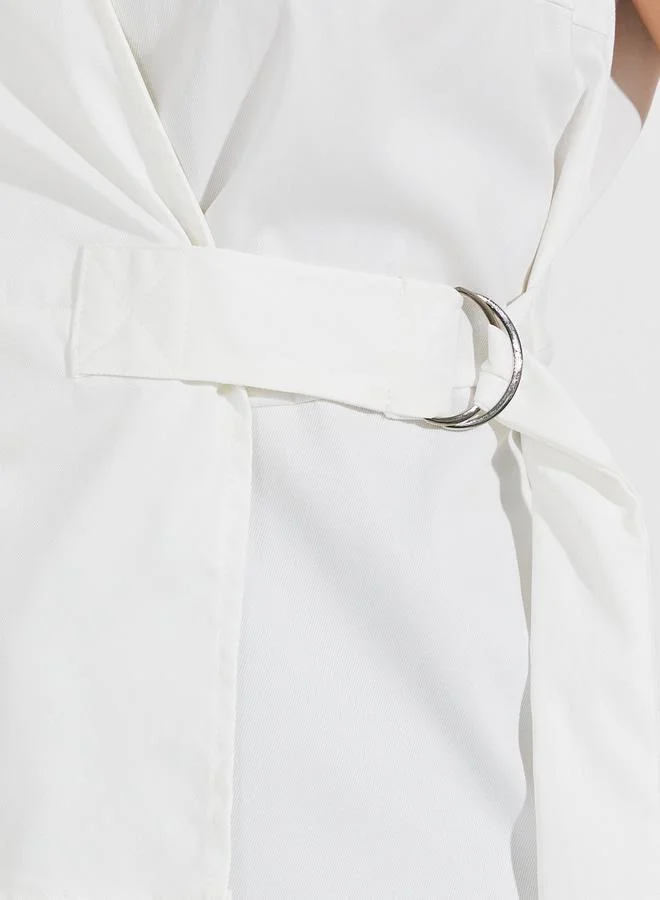 Styli Sleeveless Wrap Top with Buckle Detail