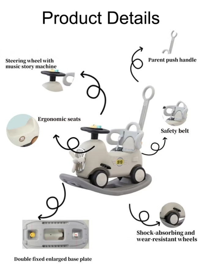 Multifunctional Baby Rocking Horse, Ride on Toy, 3 In 1 Interactive Rocking Horse With Push Rod, Fun Baby Rocking Chair With Rocking And Sliding Way, Detachable Riding Rocking Animal, Easy To Rock And Assemble,Pink - Image 3