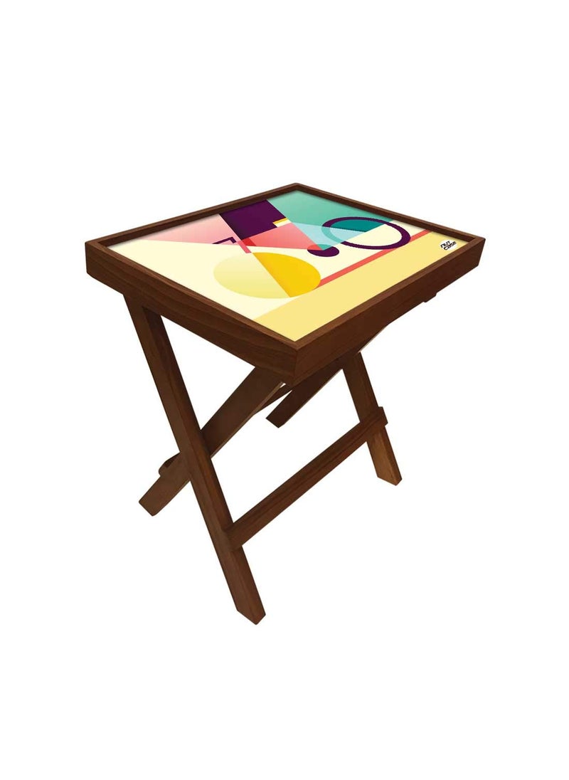 Nutcase Nutcase Designer Teak Wood Side Table Folding Wooden Bedside Coffee Outdoor Picnic Table Cycle Art  - Image 3