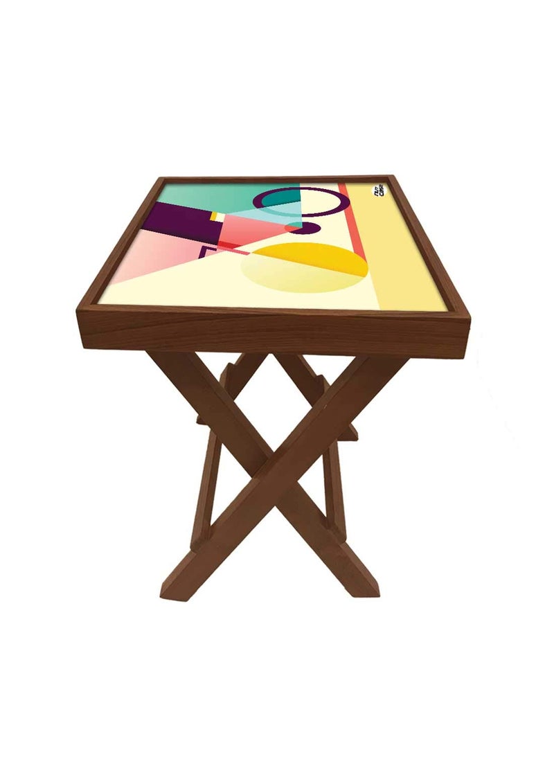 Nutcase Nutcase Designer Teak Wood Side Table Folding Wooden Bedside Coffee Outdoor Picnic Table Cycle Art  - Image 5