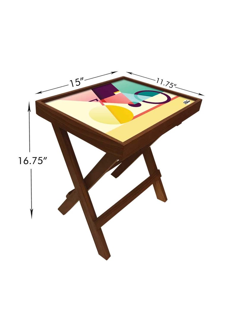 Nutcase Nutcase Designer Teak Wood Side Table Folding Wooden Bedside Coffee Outdoor Picnic Table Cycle Art  - Image 2