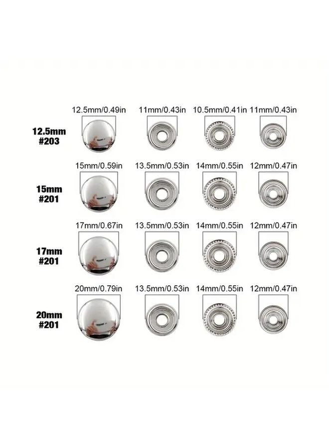 50 Sets Black 12 5mm Stainless Steel Snaps Buttons Kit With Installation Tools For Clothing Bag DIY - Image 2
