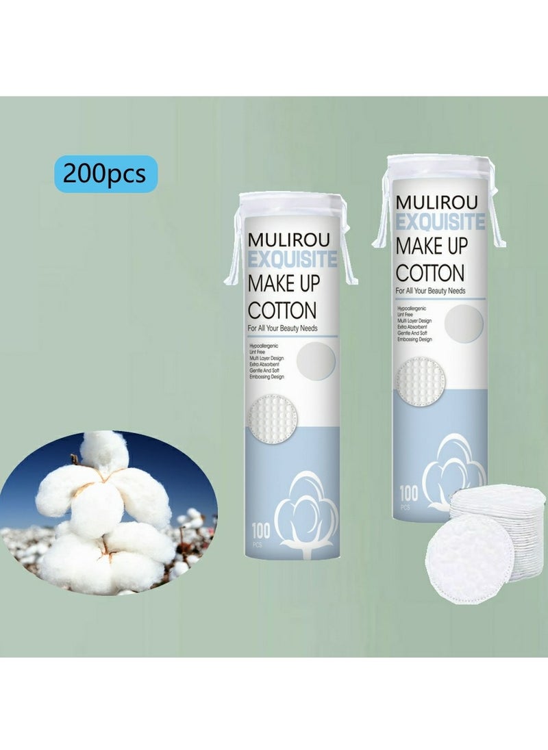 Mulirou 200 Cotton Makeup Remover Cotton Pads for Sensitive Skin for Daily Cosmetics. Beauty & Personal Care  - Image 1