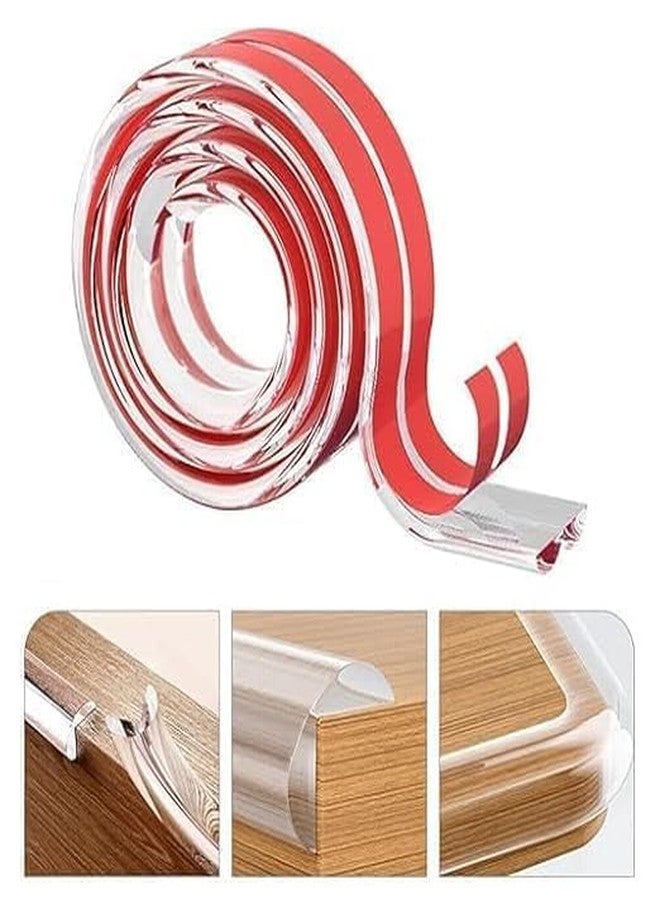 Clickswift® Silicone Edge Protector Strip, Baby Proofing, Pre-Tape Adhesive Corner Protectors for Furniture Bumper Against Sharp Corners for Cabinets, Tables, Stair Drawers (2 Meter) 1pcs Transparent - Image 2