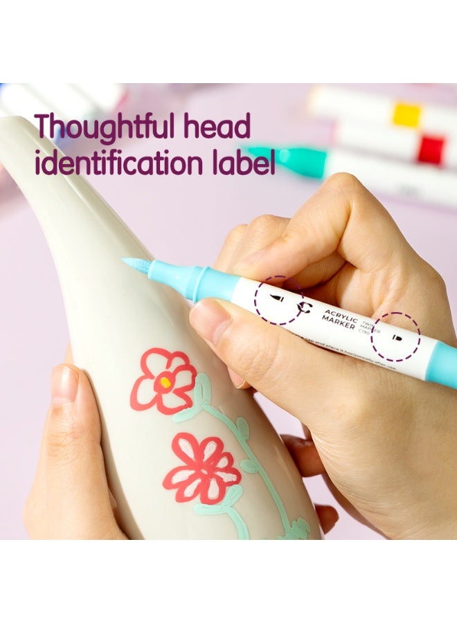 Deli EC190-36 COLOR EMOTION Round Barrel Acrylic Marker – 36 Colors, Brush & Round Tip – Ideal for Artists & Designers - Image 4