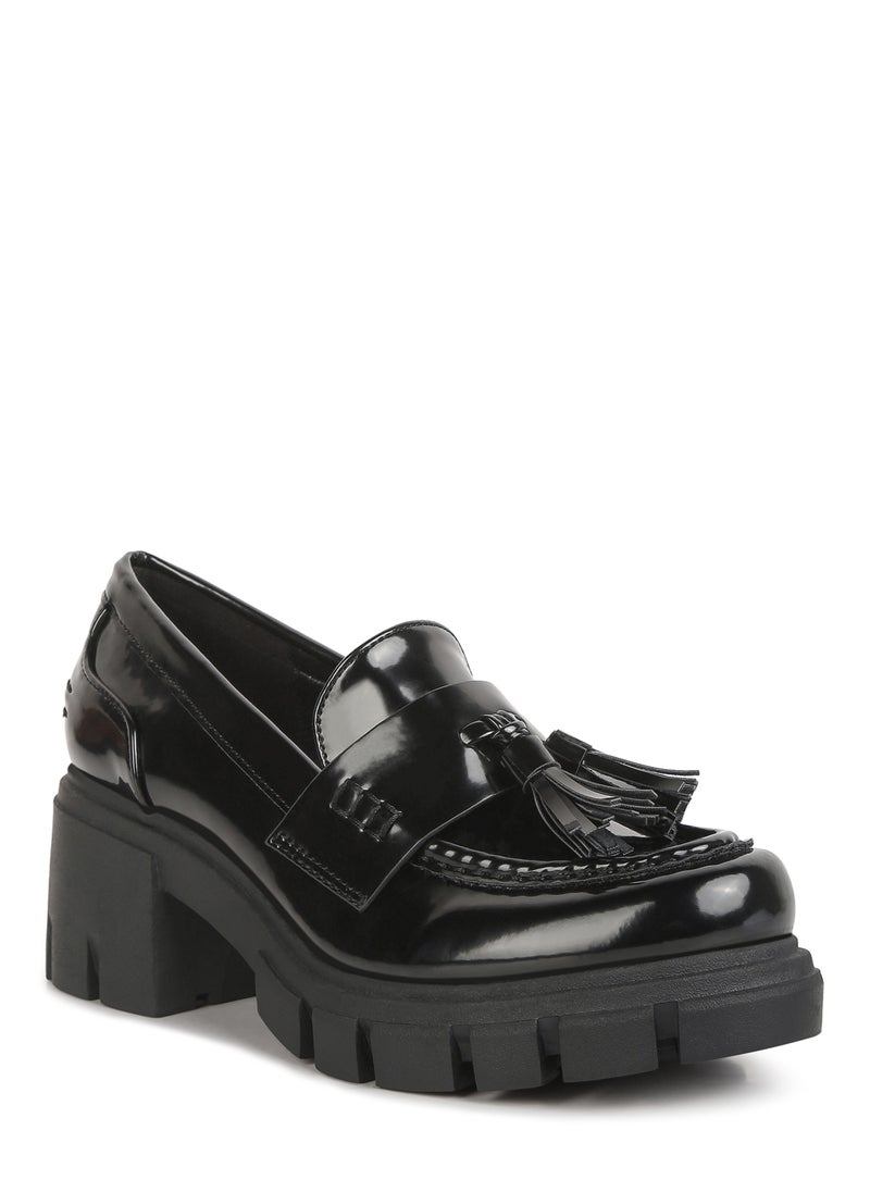 London Rag Black Tassels Detail Chunky Loafers  - Image 2