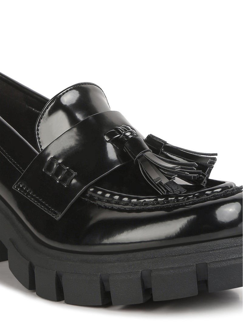 London Rag Black Tassels Detail Chunky Loafers  - Image 5