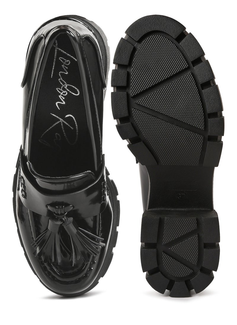 London Rag Black Tassels Detail Chunky Loafers  - Image 4