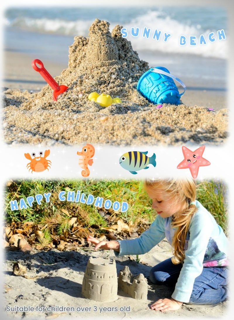 13 Pieces Children's Beach Sand Toys Set with Mesh Bag,Large Sand Shovel,  Beach Castle Bucket,Sand Digging Tools, Colorful, Durable, for Family Beach Vacations, Playing in the Sand in the Park,Kid's Bathing and Splashing, Summer Outdoor Activities,for Toddlers Kids Boys Girls Baby(Blue) - Image 3