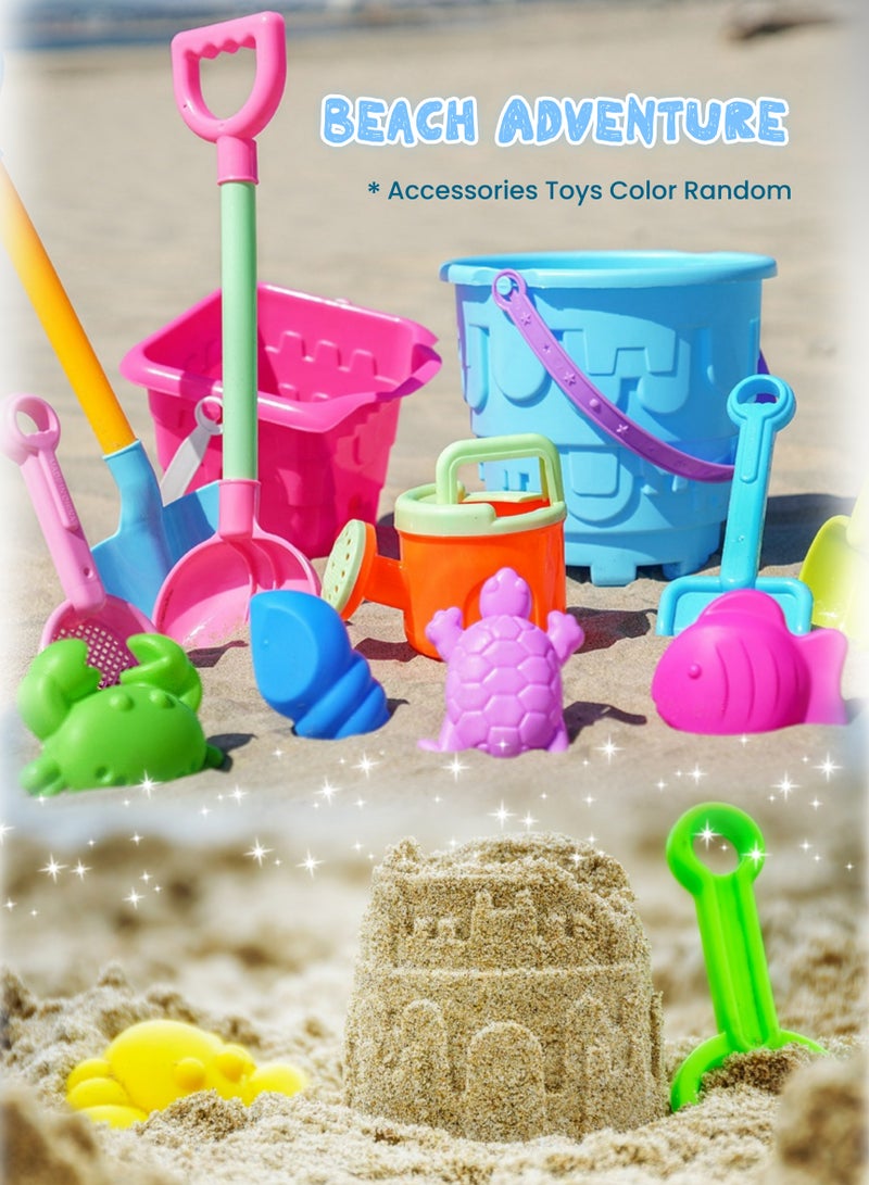 13 Pieces Children's Beach Sand Toys Set with Mesh Bag,Large Sand Shovel,  Beach Castle Bucket,Sand Digging Tools, Colorful, Durable, for Family Beach Vacations, Playing in the Sand in the Park,Kid's Bathing and Splashing, Summer Outdoor Activities,for Toddlers Kids Boys Girls Baby(Blue) - Image 2