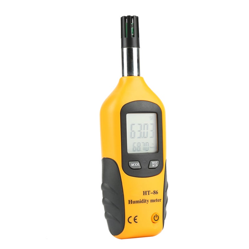 HTI Digital Humidity Temperature Meter: 17.5*5cm Yellow, High Accuracy, Backlight LCD Screen - Fast Response, Dew Point & Wet-Bulb Function, for Laboratory Industrial Professional Use - Image 1
