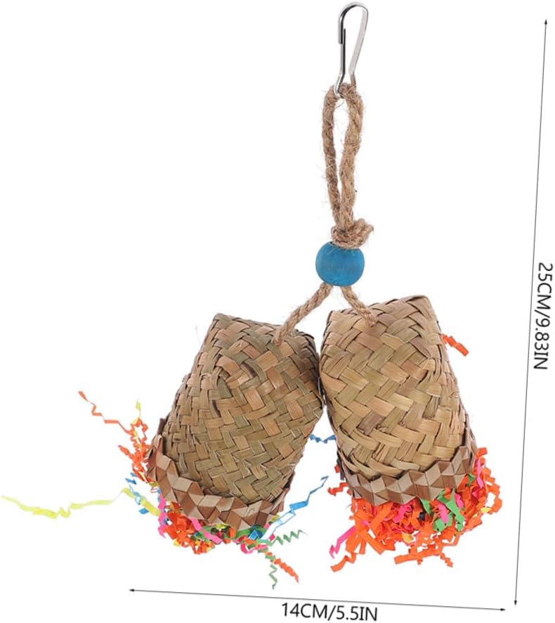 2pcs Parrot Foraging Hanging Natural Palm Leaf Shredding Chew Cage Accessory Bright Color Safe Bird Entertainment for Parrots 2pcs - Image 5