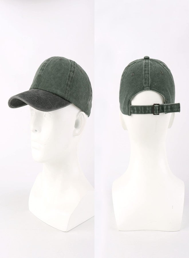 LANGZHEN Unisex Baseball Cap 100% Cotton Fits Men Women Washed Denim Adjustable Dad Hat, Grey black, One Size - Image 4