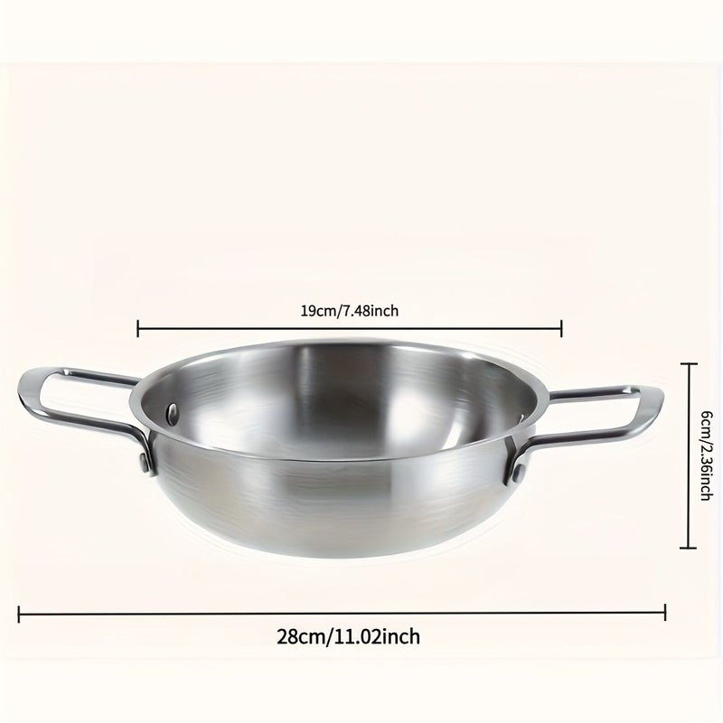 A Silvery Stainless Steel Stock Pot With Dual Handles Non Stick Frying Pan And Instant Noodle Pot Suitable For Cooking Pizza Hot Pot And Stir Frying Dishwasher Safe And Compatible With All Stovetops Durable Cookware For Soup Ramen And Seafood - Image 3