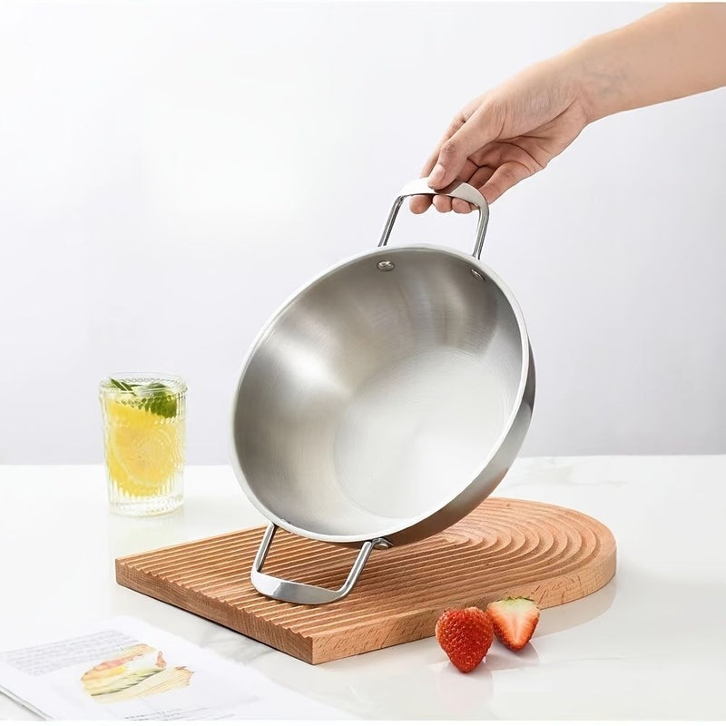 A Silvery Stainless Steel Stock Pot With Dual Handles Non Stick Frying Pan And Instant Noodle Pot Suitable For Cooking Pizza Hot Pot And Stir Frying Dishwasher Safe And Compatible With All Stovetops Durable Cookware For Soup Ramen And Seafood - Image 4