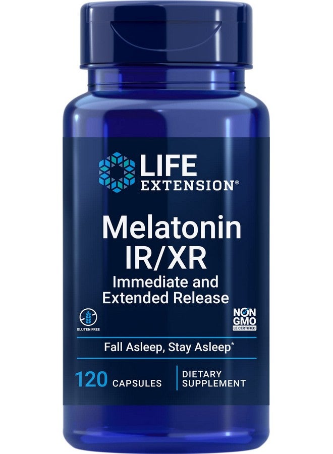 لايف إكستنشن كبسولات ميلاتونين IR/XR من لايف إكستنشن، 120 كبسولة - مفعول فوري وممتد المفعول لمدة 7 ساعات - مكمل غذائي ليلي - يدعم النوم - خالي من الكائنات المعدلة وراثيًا والغلوتين - Image 1