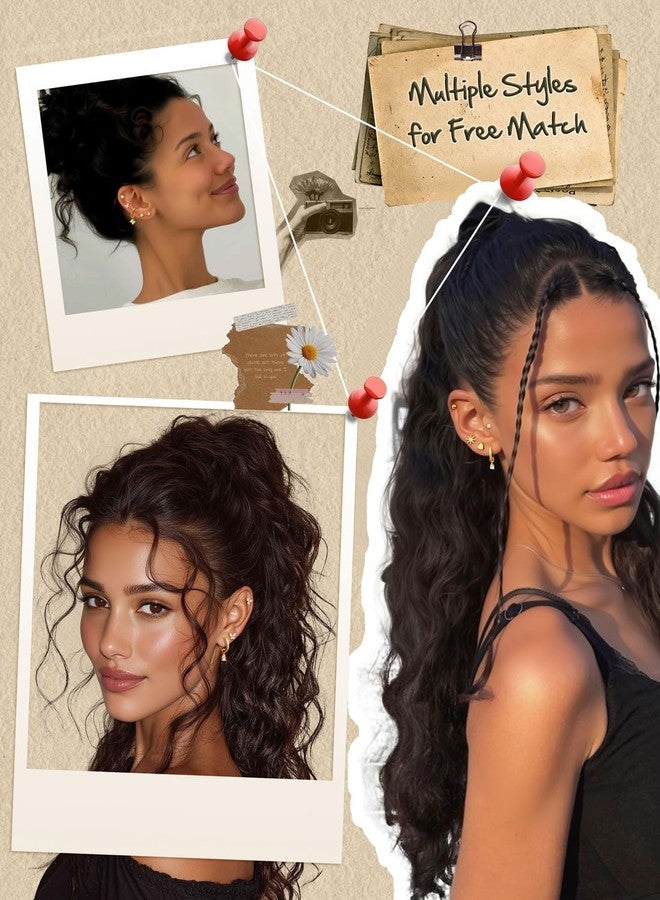 Jstyle Small Gold Stud Hoop Earrings for Women 14K Gold Hypoallergenic Surgical Steel Earrings for Sensitive Ears Trendy Flat Back Cartilage Earring Stacks with Charms for Multiple Piercing Jewelry - Image 5