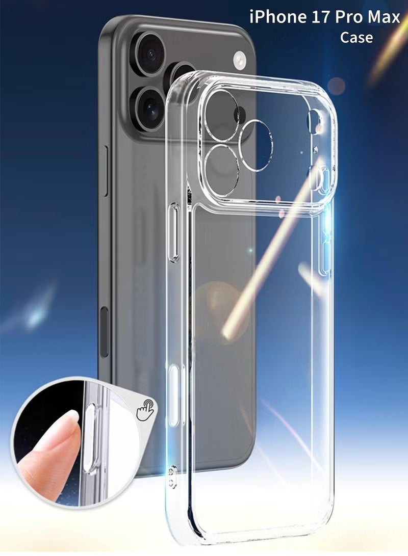 حافظة iPhone 17 Pro Max مادة TPU ناعمة صديقة للبشرة لتأخير الاصفرار ، ومقاوم للسقوط ومقاوم للخدش غطاء واقي سهل التركيب وإلغاء التثبيت مقاوم للماء غطاء حافظة iPhone فائق النحافة شفاف - Image 1