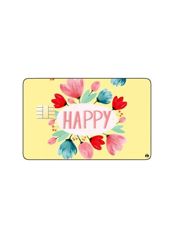 RKN PRINTED BANK CARD STICKER Happy With Colorful Roses Drawing - Image 1