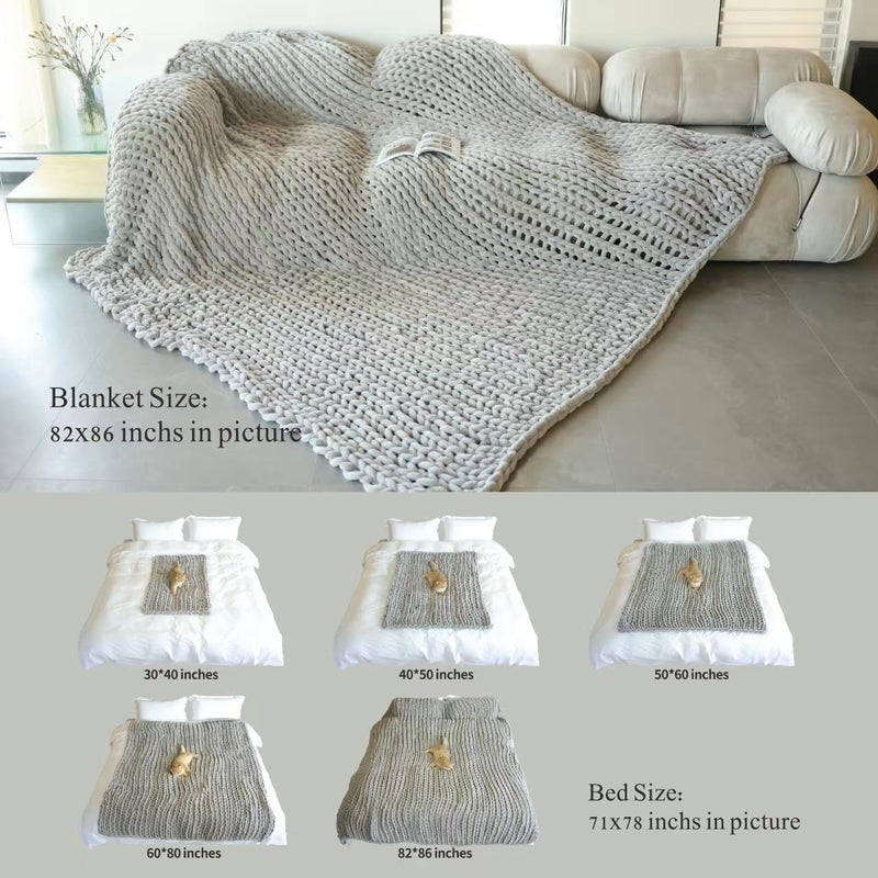 Maetoow Chenille Chunky Knit Blanket Throw （82×86 Inch）, Handmade Warm & Cozy Blanket Couch, Bed, Home Decor, Soft Breathable Fleece Banket, Christmas Thick and Giant Yarn Throws, Light Pink - Image 5