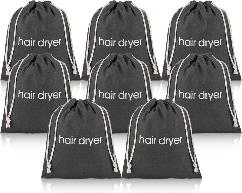 ERKXD 3 | 6 | 8 Pack Hair Dryer Bags Drawstring Bag Container Hairdryer Bag for travel bathroom (8 PCS Grey) - Image 1
