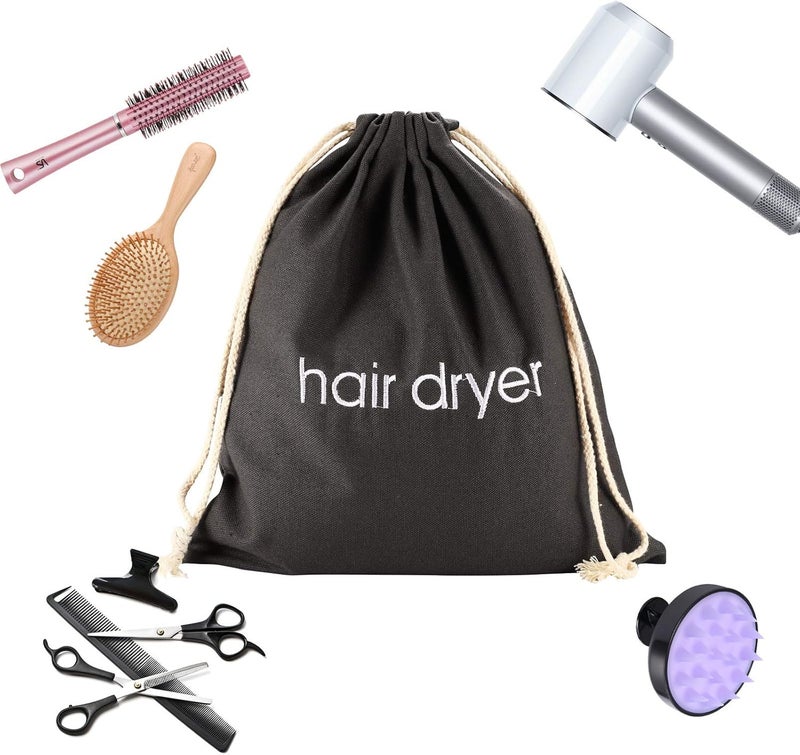 ERKXD 3 | 6 | 8 Pack Hair Dryer Bags Drawstring Bag Container Hairdryer Bag for travel bathroom (8 PCS Grey) - Image 4