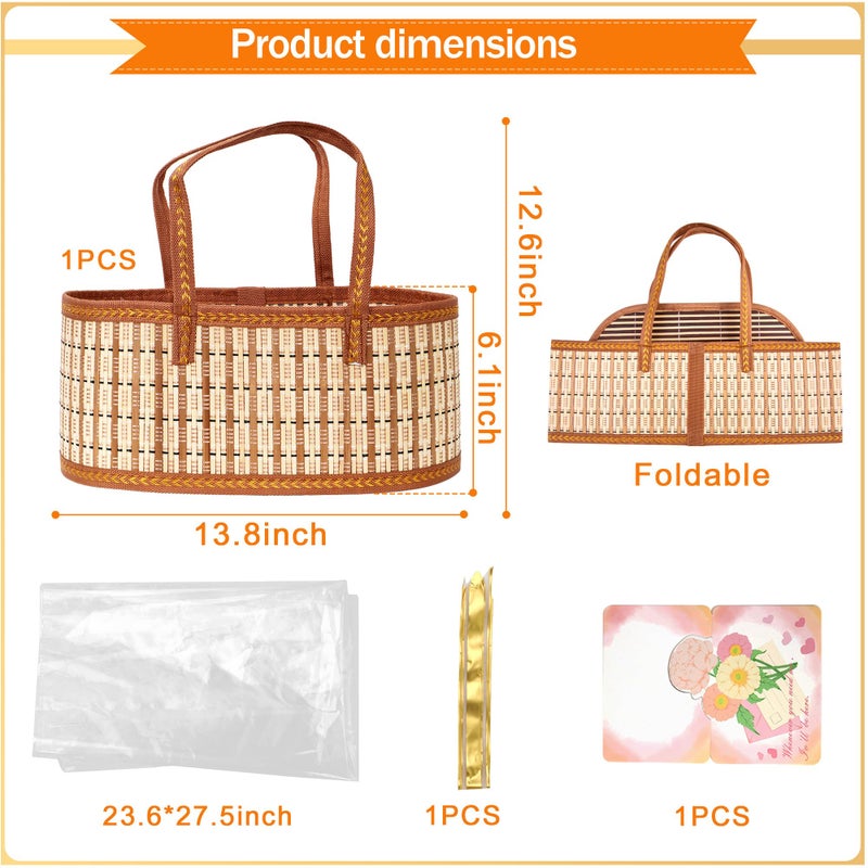 Orchidleaf Bamboo Baskets for Gifts Empty, Large Woven Gift Basket Empty - Empty Gift Baskets to Fill, Foldable Gift Basket with Handle for Mother's Day, Birthday, Housewarming, Christmas (1 Set) - Image 3