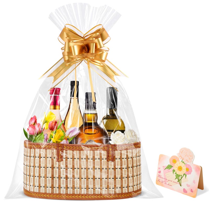Orchidleaf Bamboo Baskets for Gifts Empty, Large Woven Gift Basket Empty - Empty Gift Baskets to Fill, Foldable Gift Basket with Handle for Mother's Day, Birthday, Housewarming, Christmas (1 Set) - Image 1
