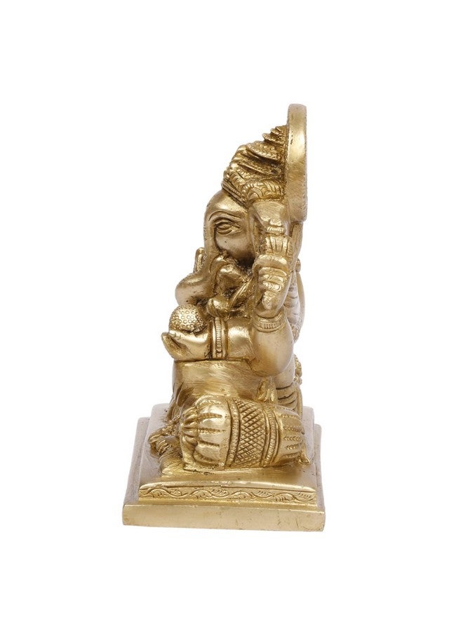 Kartique Brass Ganesh Bhagwan Idol Ganesha Statue Ganpati Murti for Home Entrance Decor Diwali Gift Ganesha with Large Ear Height 5 Inch Gold Color - Image 5