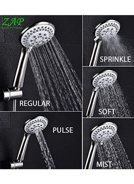 ZAP ZAP Delta 5 Flow Function Handheld Shower ABS Chrome Finish Hand Shower with 15 meter Hose Pipe Bracket  - Image 4