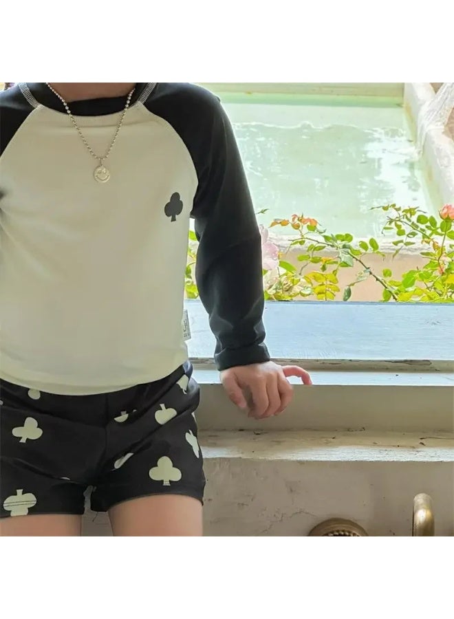 Loquat Children's Split Swimsuit Boy's Baby's Swimsuit Children's Seaside Beach Western-style Sunscreen Quick-drying Swimsuit Set-Color:Black- - Image 5