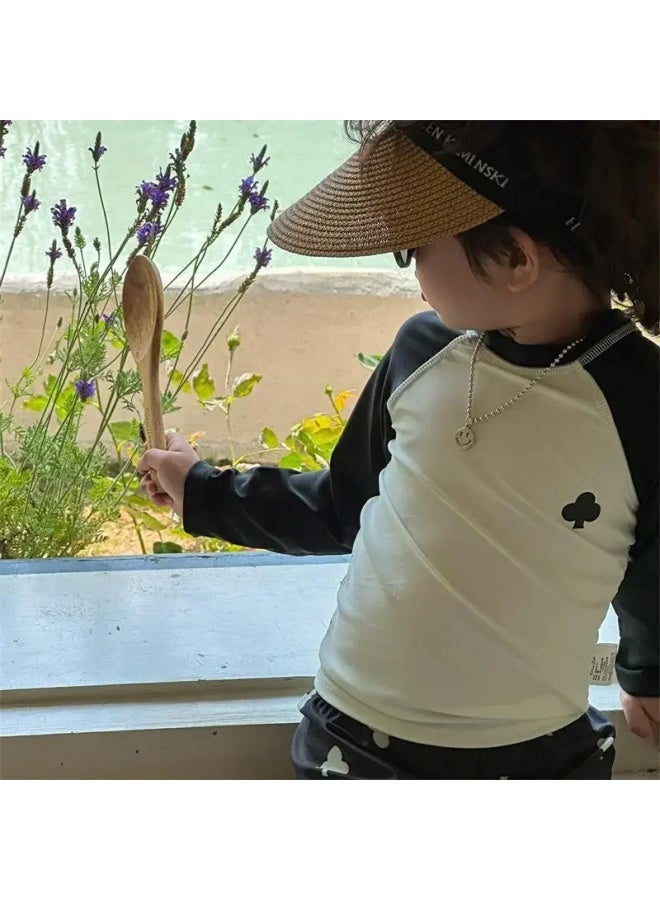 Loquat Children's Split Swimsuit Boy's Baby's Swimsuit Children's Seaside Beach Western-style Sunscreen Quick-drying Swimsuit Set-Color:Black- - Image 3