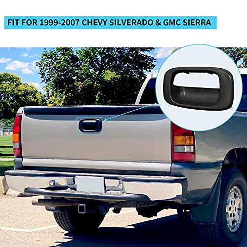 MuHize Tailgate Handle Bezel & Latch Replacement for 1999-2007 Chevy Silverado & GMC Sierra - OEM Car Handle Fit Black (Fits Regular/Extended/Crew Cab) - Image 2