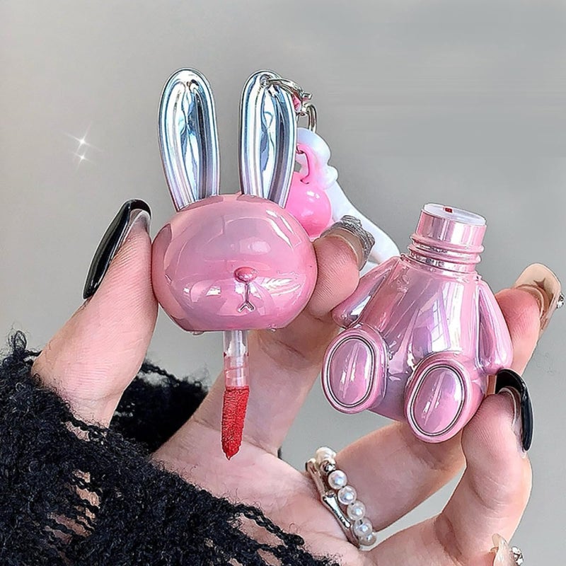 Girls lipstick pink matte lipgloss pink cute rabbit look keychain lip sticks rosewood nude tones lipstick 24 hour hold waterproof kissproof smudgeproof Girls gift 02Milk peach