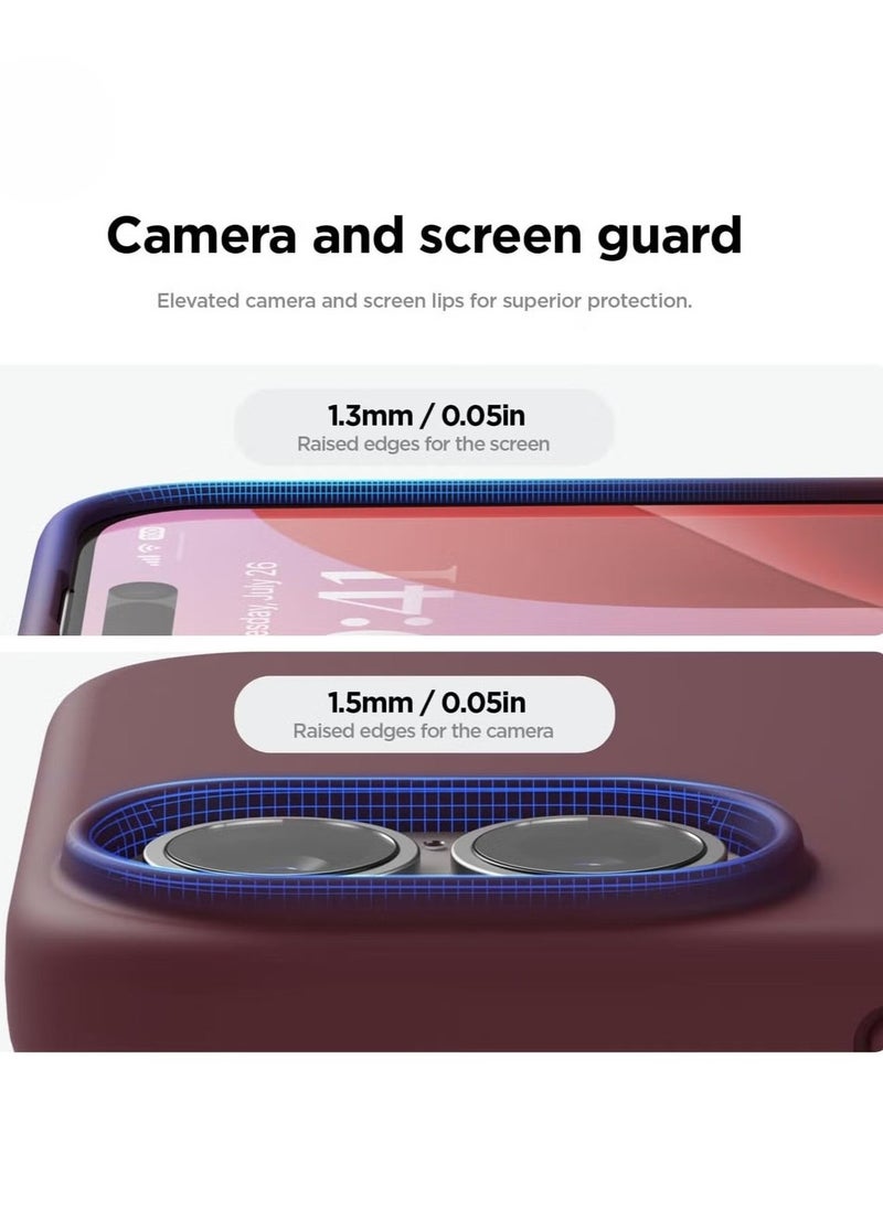 Raxoom Burgundy Liquid Silicone iPhone 16 Plus Case â€“ Slim Shockproof Full Body Protection with Soft Microfiber Lining, Scratch-Resistant - Image 4