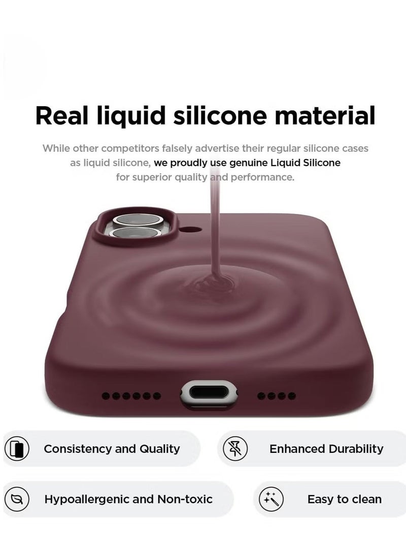 Raxoom Burgundy Liquid Silicone iPhone 16 Plus Case â€“ Slim Shockproof Full Body Protection with Soft Microfiber Lining, Scratch-Resistant - Image 3